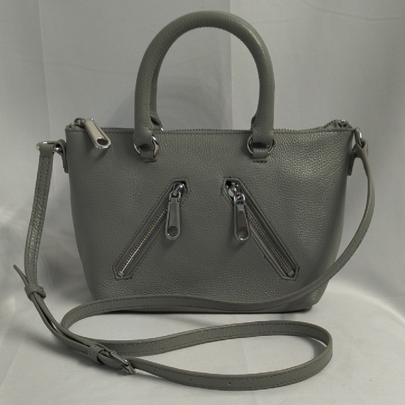 Rebecca Minkoff Handbags - Like New Rebecca Minkoff Gray Leather Moto Crossbody Satchel